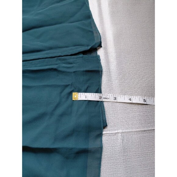 Baltic Born Vaughnie Chiffon Maxi Dress 2X Teal Belted Flutter Sleeve Front Slit - Picture 12 of 12